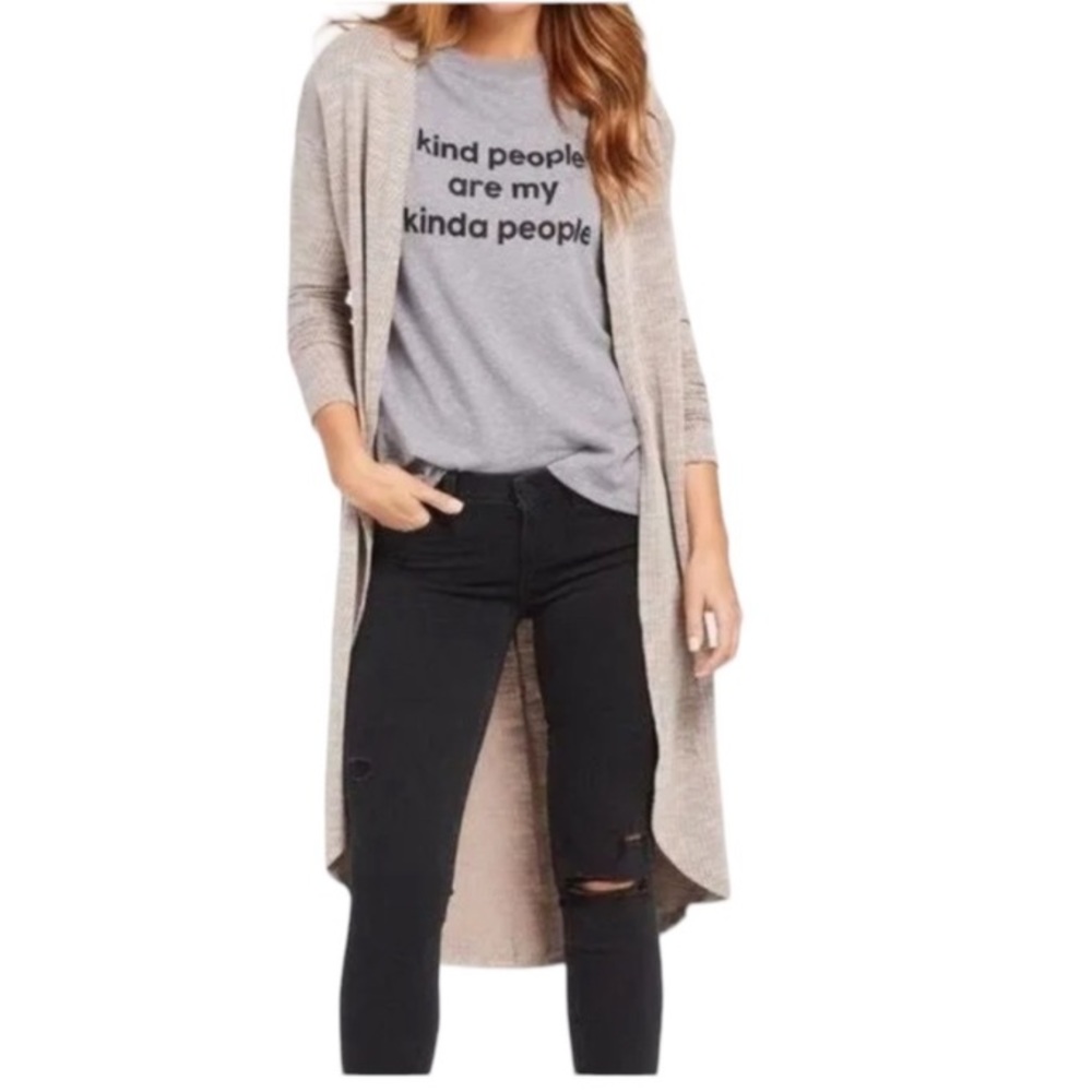Sunday in Brooklyn Anthro Taupe Ribbed Long Sleeve Duster Open Cardigan#S